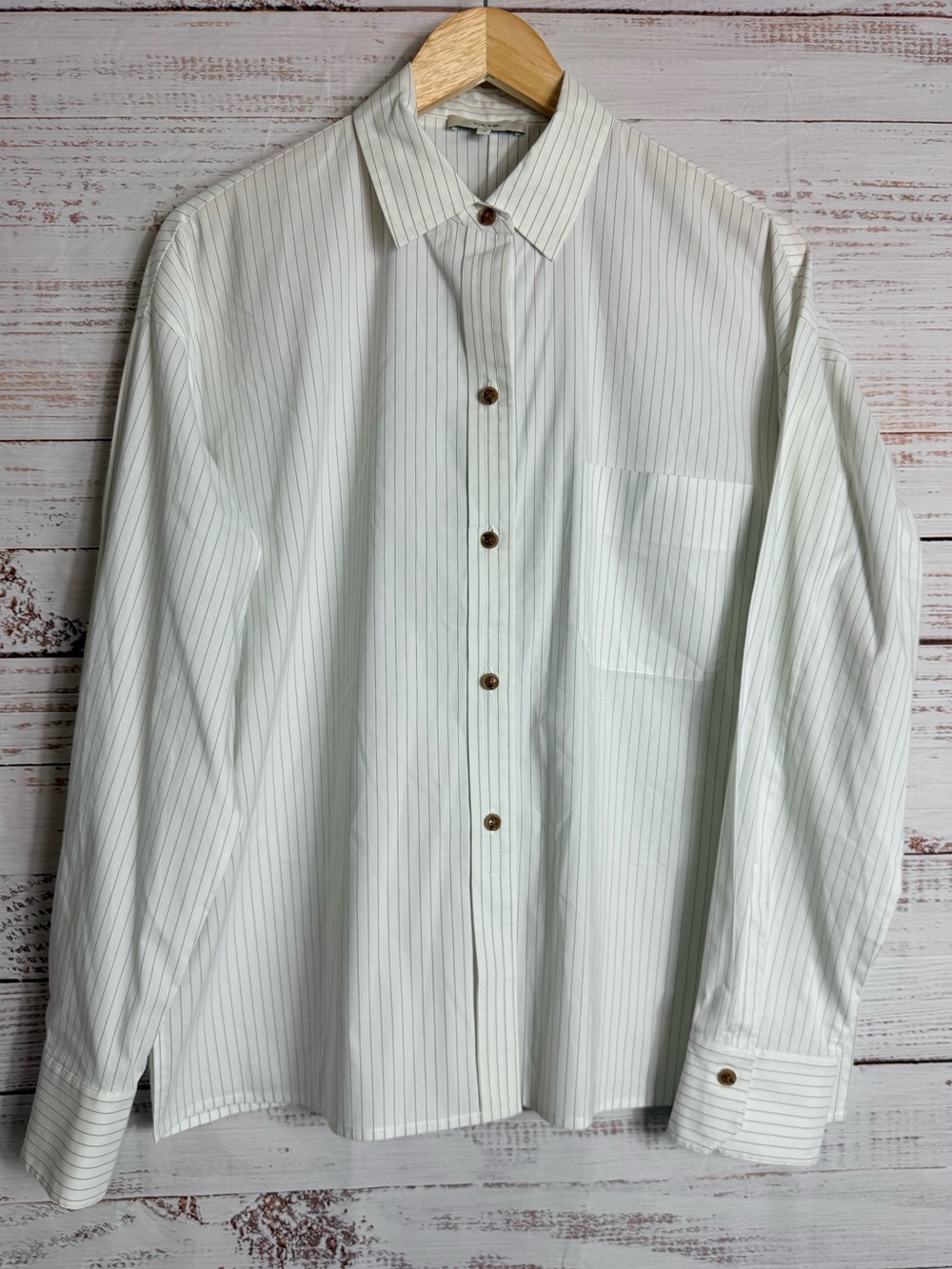 Vince White Blouse with Black Pinstripes Women’s